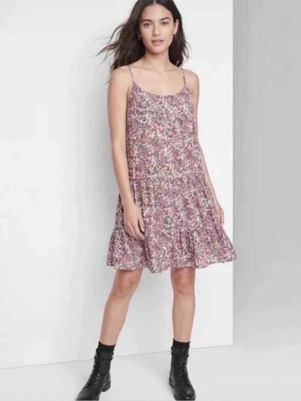 Wild Fable Berry Floral Swing Mini Dress